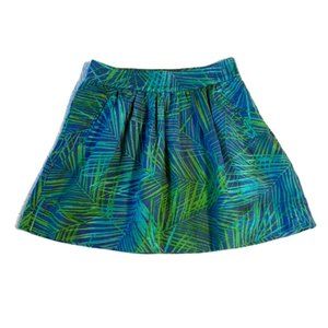 Banana Republic Palm Leaf Skater Skirt (Blue and Green) Size 4P